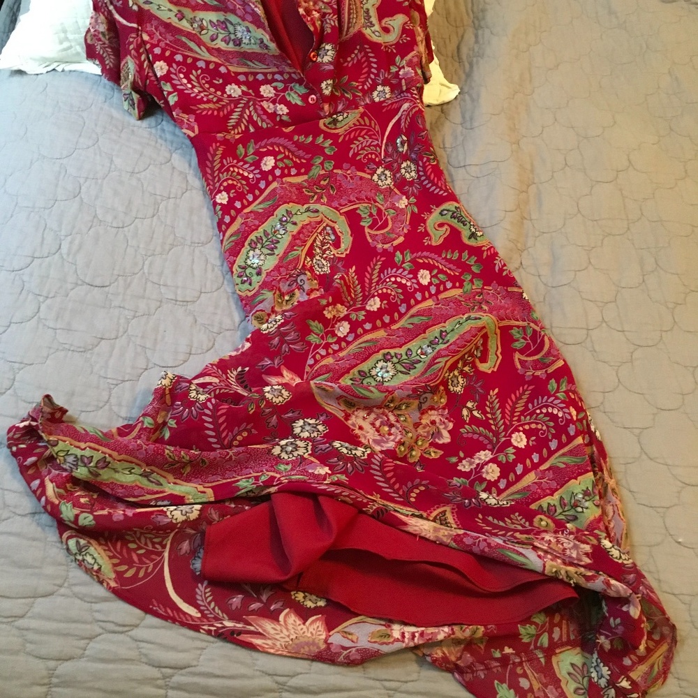 Paradise Brand Boho Red Rayon Dress Size M